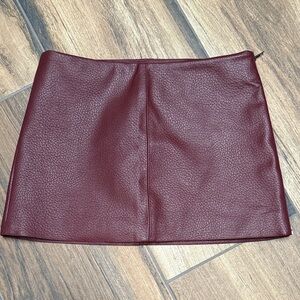 Stylish Maroon Leather Mini Skirt